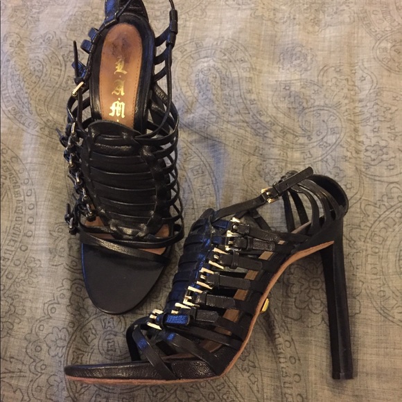 L.A.M.B. Shoes - L.A.M.B. Black Heels Straps Sz 9